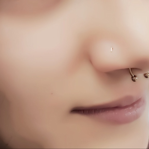 Teeny tiny Staple Nose Ring L Shaped Piercing Stud - Picture 2 of 5